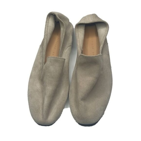 Zara Trafaluc Natural Beige Suede Leather Slip-On Loafers - Picture 2 of 6